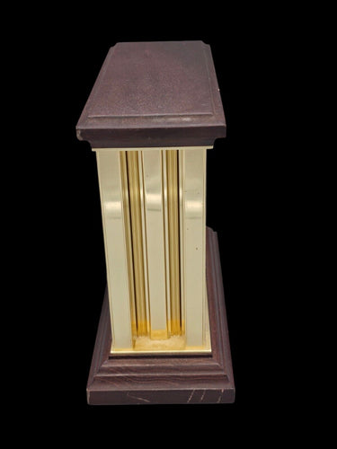 Bulova Ambiance Desk Mantle Clock W Metal Columns B7651-Wood & Gold Tone